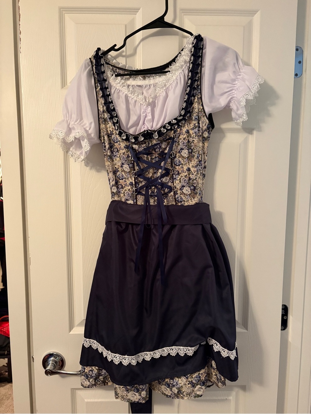 Floral Lace-Up Mini Dress with Apron - Purple